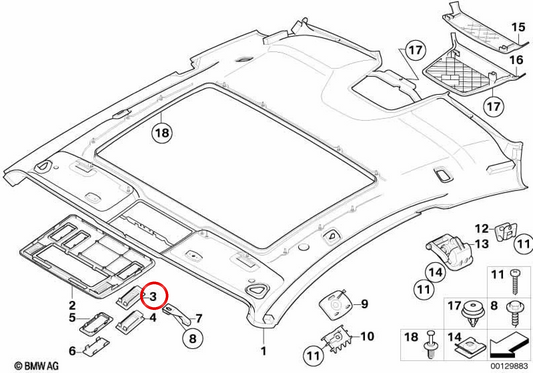 Embels Cover for Microphone OEM 51447073700 for BMW E63, E64. Original BMW.