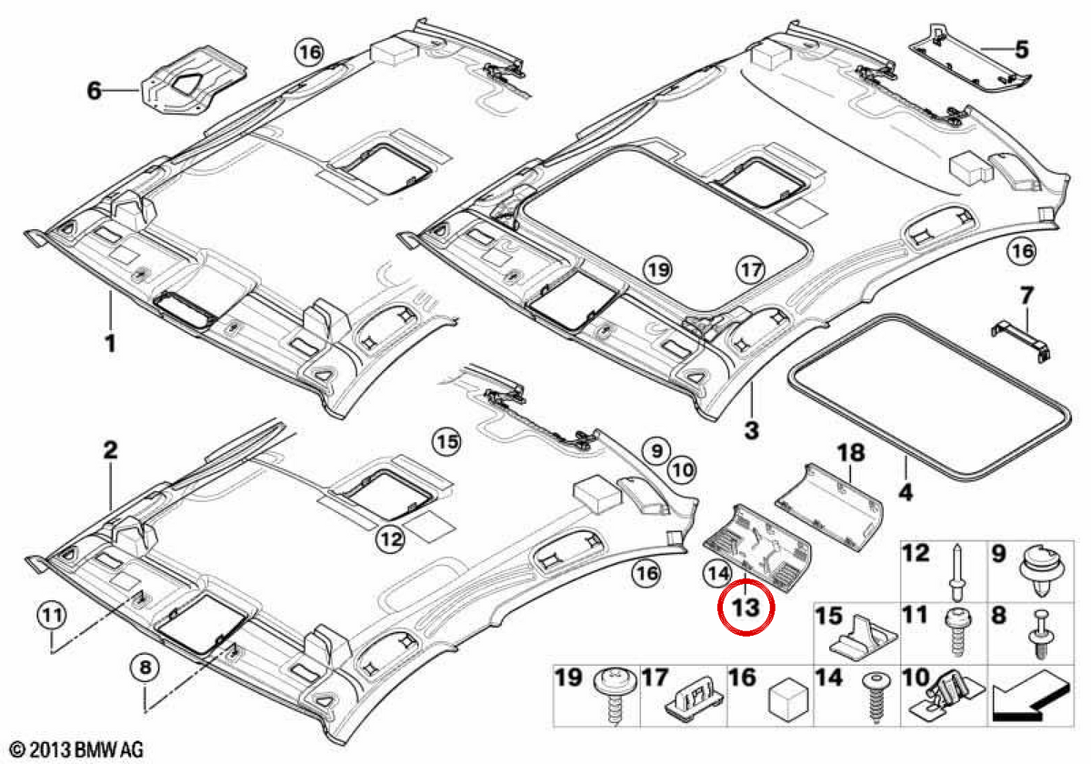 Embellecedor interior OEM 51447130759 para BMW E84, E90, E91, E92, E93. Original BMW.