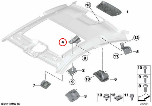 Support de plafond intérieur OEM 5147260819 pour BMW F13. BMW d'origine.
