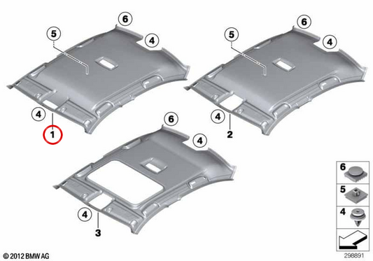 Headliner (tela do teto) OEM 51447313599 para BMW F30 e F80. BMW genuíno.