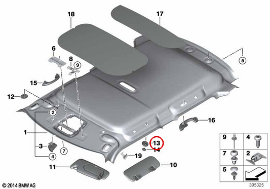 Capa de forro cinza satélite OEM 51447374905 para MINI F56, F55, F54, F60... e muito mais. MINI originais.