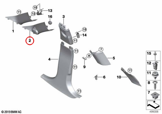 Modanatura montante A HiFi destra nera OEM 51447392354 per MINI Clubman F54 e F54 LCI. Originale MINI
