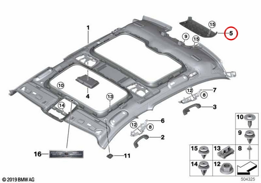 Tampa da luz de freio em Alcantara OEM 51447422619 para BMW G11, G12. BMW genuíno.
