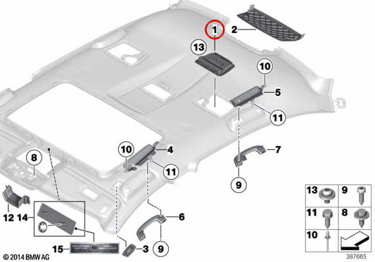Espejo de cortesía OEM 51447903799 para BMW F35, F02, F04. Original BMW.