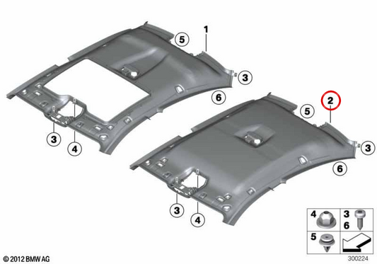 Techo interior en Alcántara OEM 51448055801 para BMW F06, F12, F13. Original BMW.