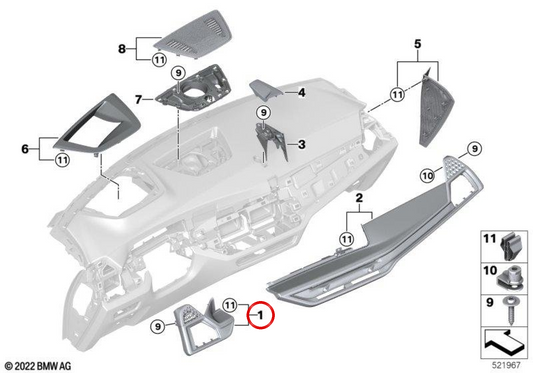 Fresno Wood Dashboard Moulure pour BMW G05, G06, G07. BMW d'origine.