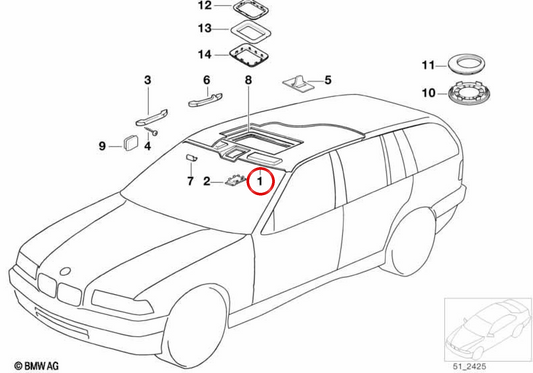 Interne Dachbeschichtung für BMW E36 mit Solardecke OEM 51448239472. Originaler BMW.