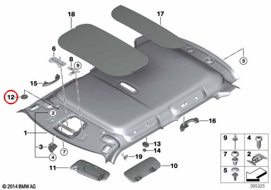 Moulding Blind Dachhimmel Satellite Grey OEM 51449472910 für MINI F54 Clubman, F55, F56, F60 Countryman... und mehr. Original MINI.