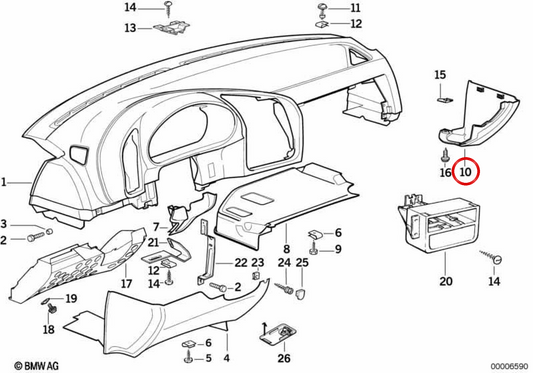 Copertura laterale destra OEM 51452257880 per BMW E36. BMW originale.
