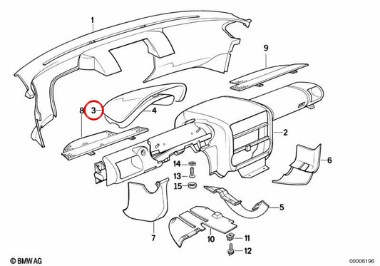 OEM 51452291356 Instrumentenboxgehäuse für BMW Z1. Original BMW.