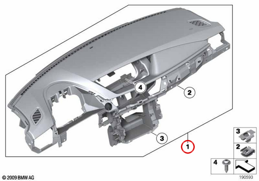 OEM 5145291241 Coperchio dashboard per BMW E84. BMW originale.