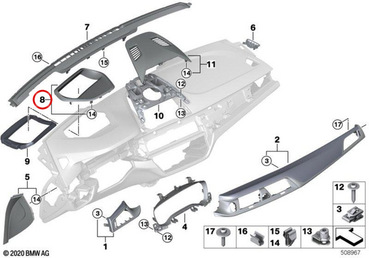 HEAD-UP DISPLAY COVER OEM 51456804937 for BMW G32. Original BMW.