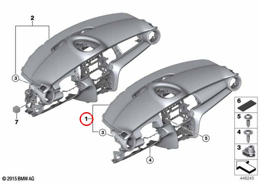 Eine Basis-Instrumententafel OEM 51456819967 für MINI F56, F55, Cabrio F57. Originaler MINI.
