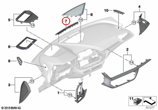 Central Lady Air Department Central OEM 51456823161 pour BMW F40, F44. BMW d'origine.