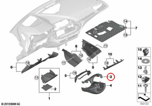 Tampa superior da coluna de direção OEM 51456823251 para BMW F40, F44. BMW genuíno.