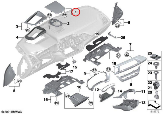 EVELOLECEDORA CENTER CENTRAL OEM 51456840081 FOR BMW G01, G08, G02. Original BMW.