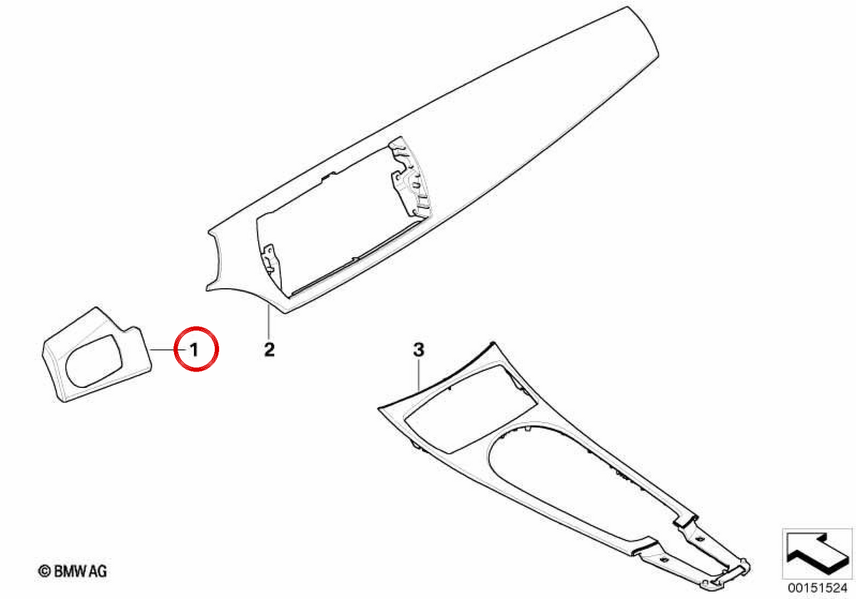 Brushed aluminum dashboard molding for BMW E85, E86. Original BMW.