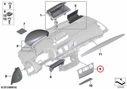 Supporto centrale abbellico OEM 51456976847 per BMW E81, E82, E87, E88. BMW originale.
