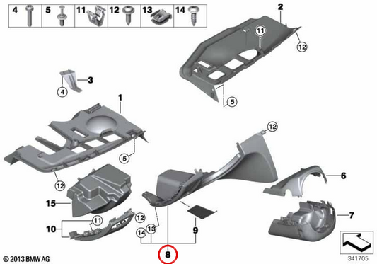 Porta-luvas do lado do motorista OEM 51456982670 para BMW E81, E82, E87, E88. BMW genuíno.