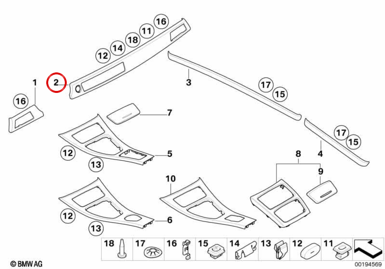 Rechte Form des OEM -Dashboards 51456985892 für BMW E90, E91, E92, E93. Original BMW.