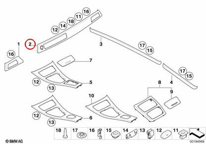 Rechte Form des OEM -Dashboards 51456985892 für BMW E90, E91, E92, E93. Original BMW.