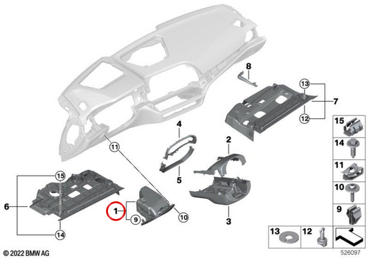 FALTING FAUT TRIFH TRIFH SEITE OEM 51456998229 für BMW G42, G87, G20, G21, G28, G80, G81, G22, G23, G26, G82, G83. Original BMW.