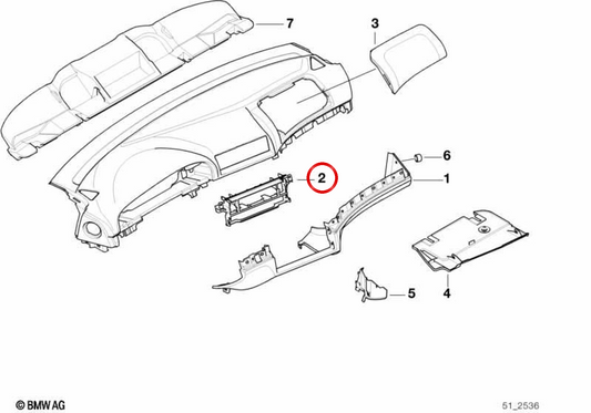 Suporte de fixação de rádio OEM 51457037713 para BMW E39. BMW genuíno.