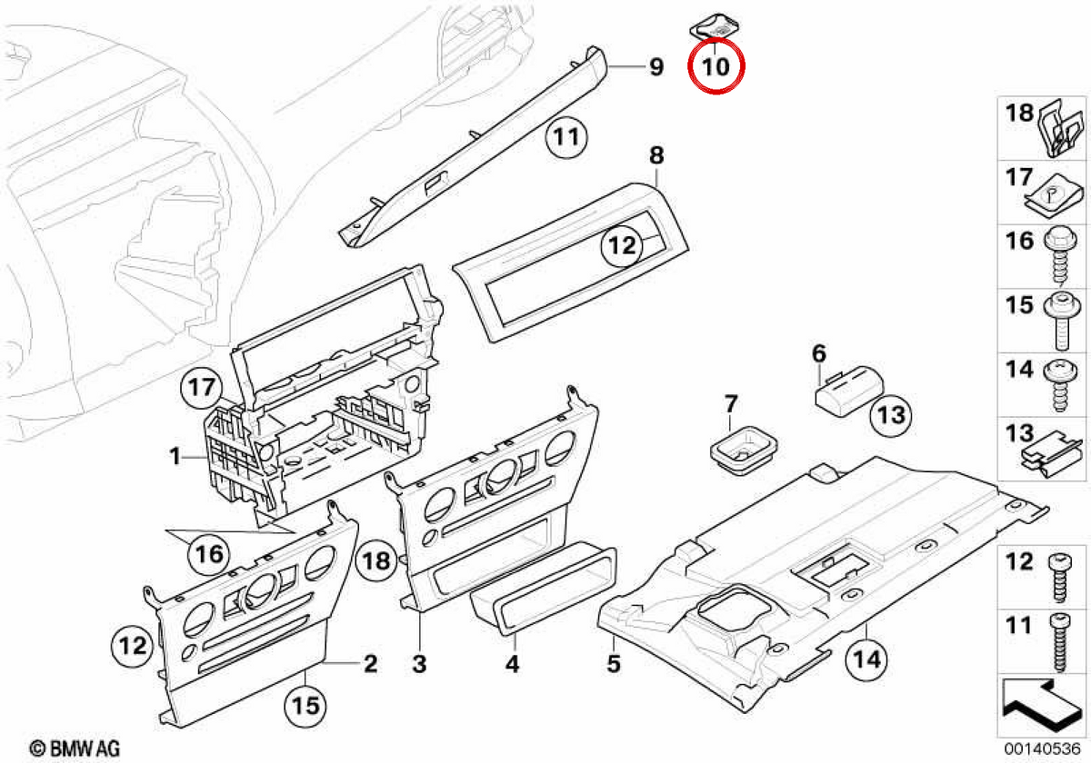 Sliding guide support for OEM screen 51457075910 for BMW E63, E64. Original BMW.