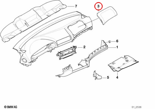 OEM 51457141391 LID airbag per BMW E39. BMW originale.