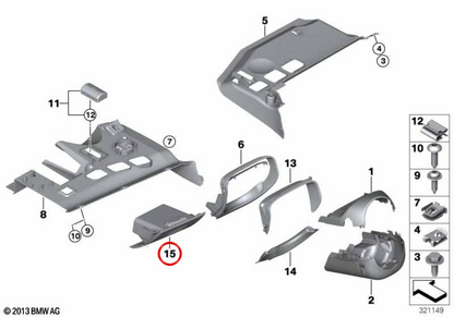 Compartimento lato conducente per BMW 3 E90 Series, E91, E92, E93 (OEM 51457141724). BMW originale.