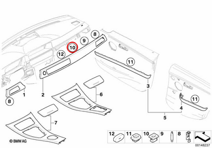 Einsteckbarer Fixateur OEM 51457152442 für BMW 3er E90, E91, E92, E93 und mehr. Original BMW.