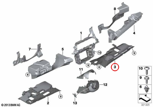 Protecteur inférieur droit OEM 51457161786 pour BMW E70, E71, E72. BMW d'origine.