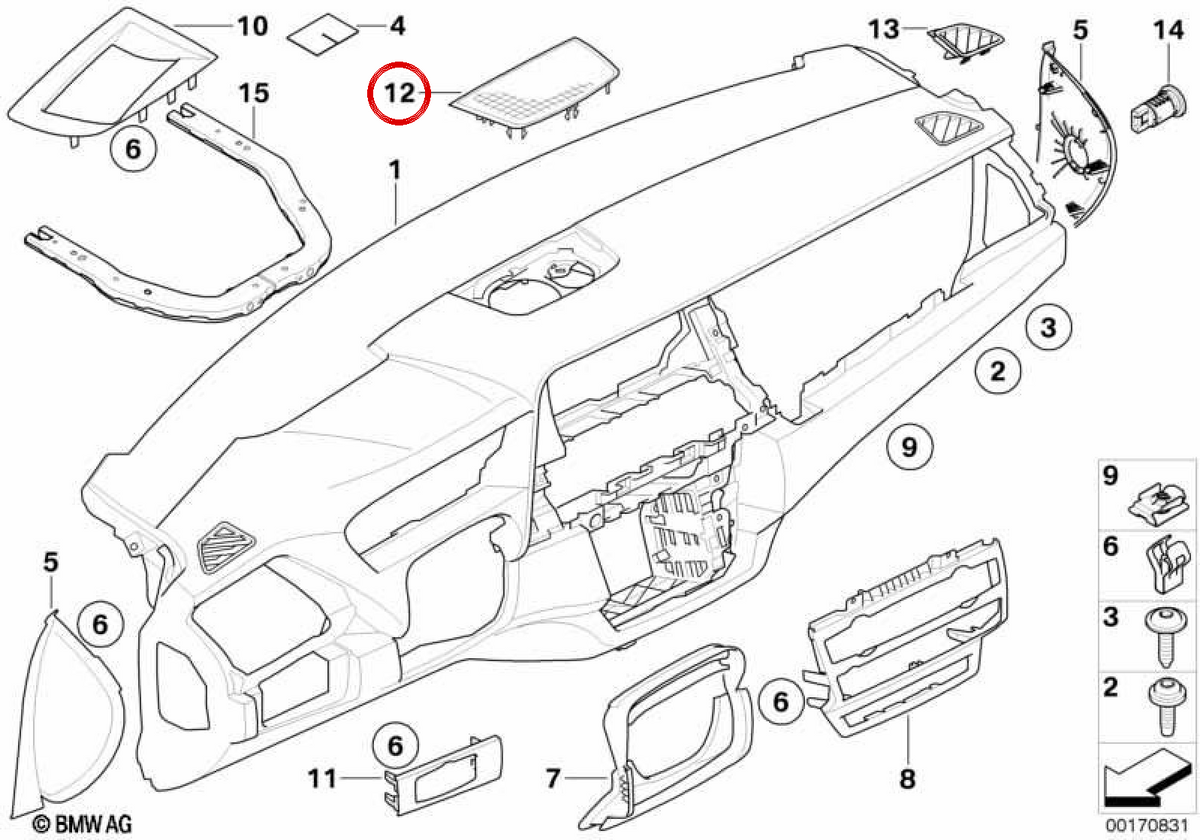 OEM 51457161796 speaker grid for BMW E70, E71, E72. Original BMW.