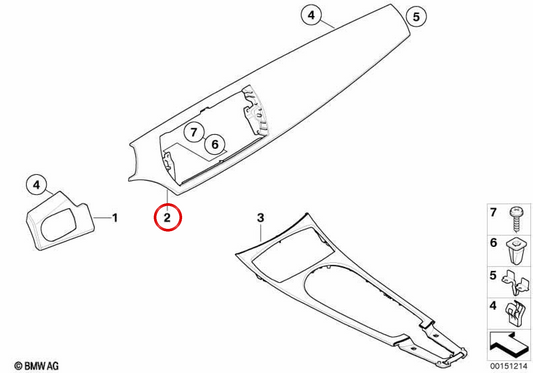 Acabamento direito do painel em alumínio OEM 51457905694 para BMW E85, E86. BMW genuíno.
