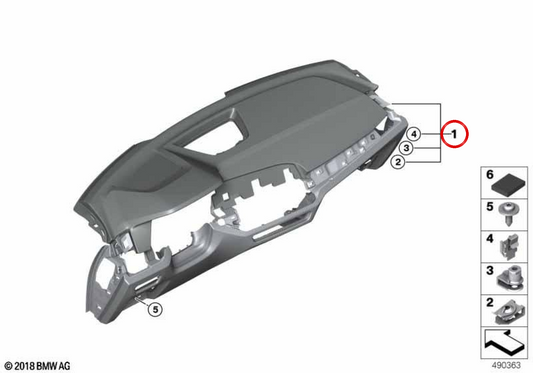 Panel de instrumentos de cuero con pantalla Head-Up Display azul/negro OEM 51457911136 para BMW X7 G07. Original BMW