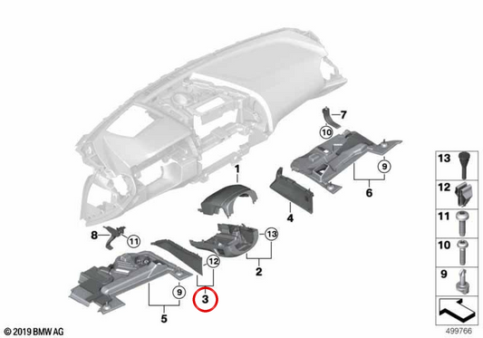 Tunnel -Tunnelabdeckung OEM 51457947651 für BMW G11, G12, G14, G15, G16. Original BMW.