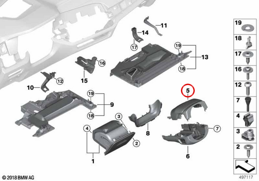 Säule der oberen Richtung OEM 51457952182 für BMW G05, G18, F95, G06, F96, G07. Original BMW.