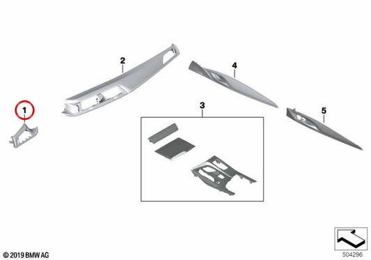 Embellecedor salpicadero aluminio carbono para BMW F90. Original BMW.