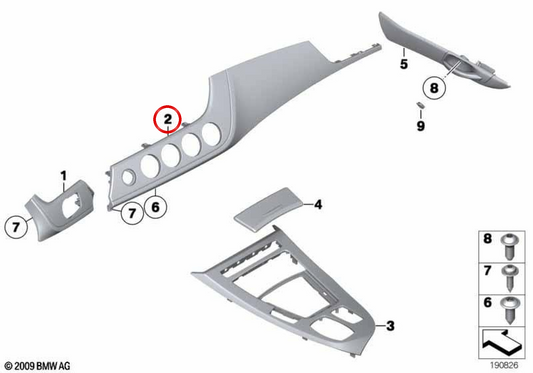 Moldura do painel de alumínio carbono esquerdo OEM 51458049233 para BMW E89. BMW genuíno.