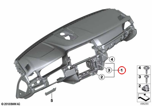 Leder-Armaturenbrett mit Head-up-Display OEM 51458049792 für BMW F10, F11, F18. Original BMW.