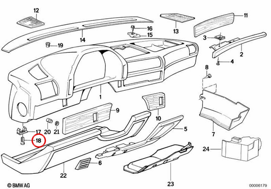 Schwarzer Druckknopf OEM 51458116321 für BMW 3er E36, 5er E34/E39, 7er E32, 8er E31, Z3 E36... Original BMW