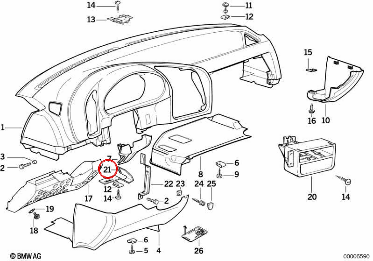 OEME RIGHT SUPPORT 51458151866 for BMW E36. Original BMW.