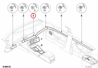 AMPAGGIO CENTRALE OEM 51458157454 per BMW E39. BMW originale.