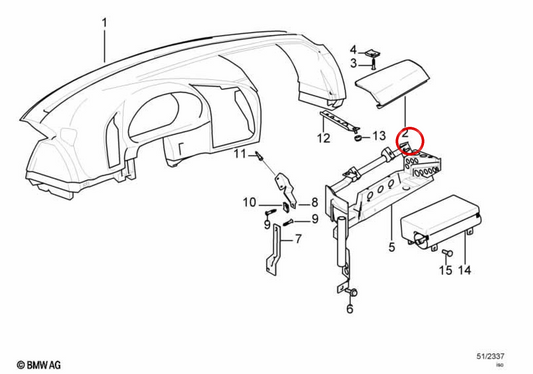 Tapa de salpicadero (cubierta del tablero) original BMW E36 en negro SCHWARZ - OEM 51458160165