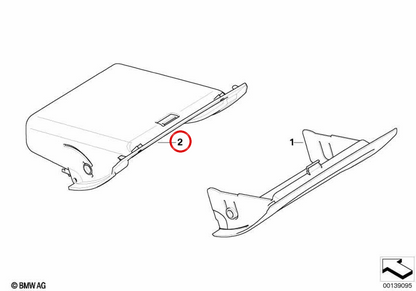 OM 5145823193 folding compartment cover for BMW E46. Original BMW piece.