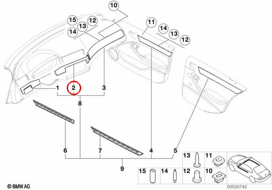 Moldura central del salpicadero OEM 51458234749 para BMW E46. Original BMW.