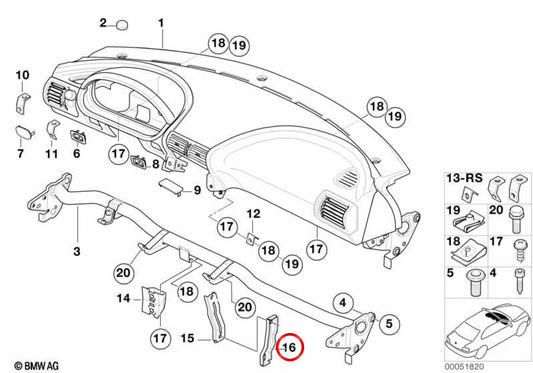 OEM 51458398751 glove compartment for BMW E46. Original BMW.