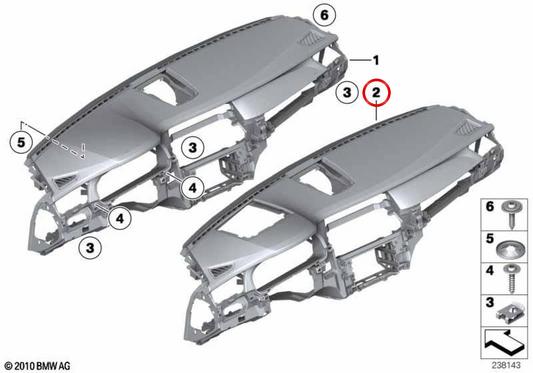OEM 51459160070 Coperchio dashboard per BMW F01, F02. BMW originale.
