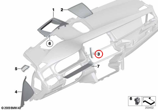 Embellente sinistro Pospicador Perlado Finisce OEM 51459195577 per BMW F07. BMW originale.