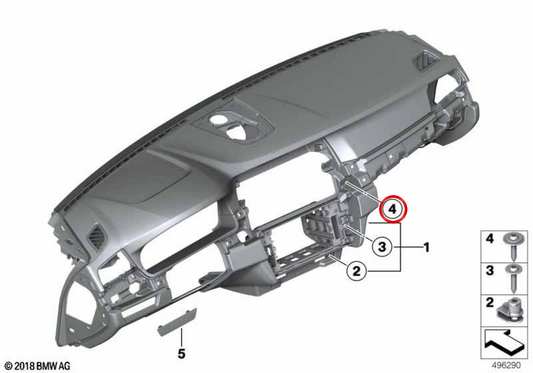 Copertura cieca per i sistemi di assistenza alla guida OEM 51459203713 per BMW F07, F10, F11. BMW originale.